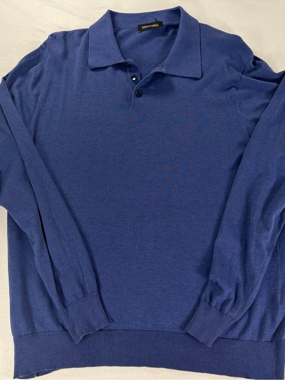 Marcello Blue Long Sleeve Knit Polo Sweater M